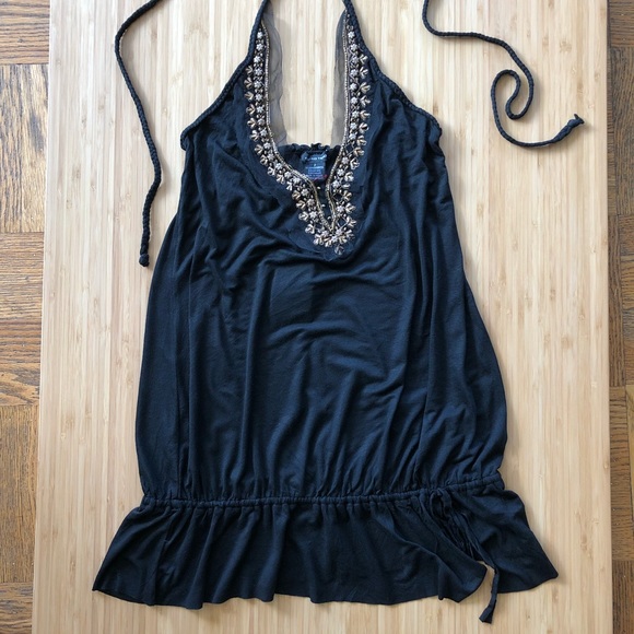 Castro Tops - Castro Trend | Beaded/embroidered black halter top